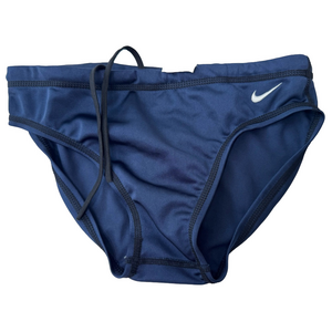 Nike Classic Competitive Swimmer Briefs Navy Embroidered White Swoosh Boy Man 28